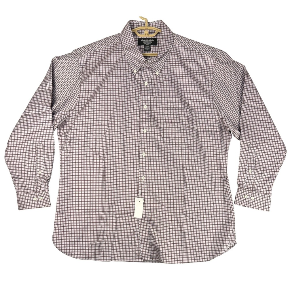 Brooks Brothers Country Club Mens XXL Slim Fit Egyptian Cotton Check Shirt Brown